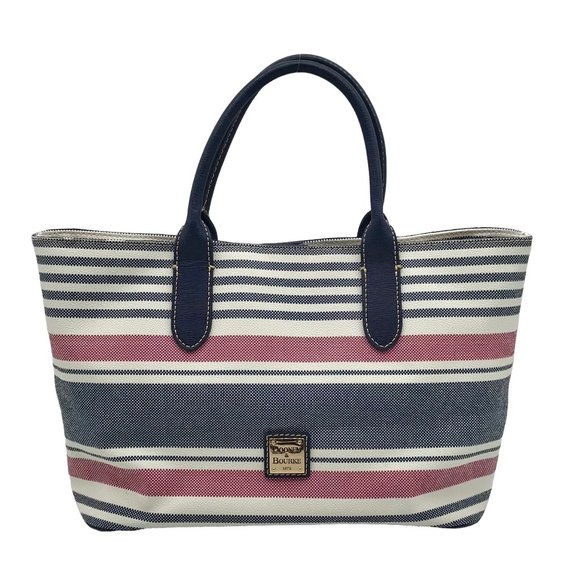 Dooney & Bourke Handbags - Dooney & Bourke Red And Navy Westerly Brielle Leather Satchel